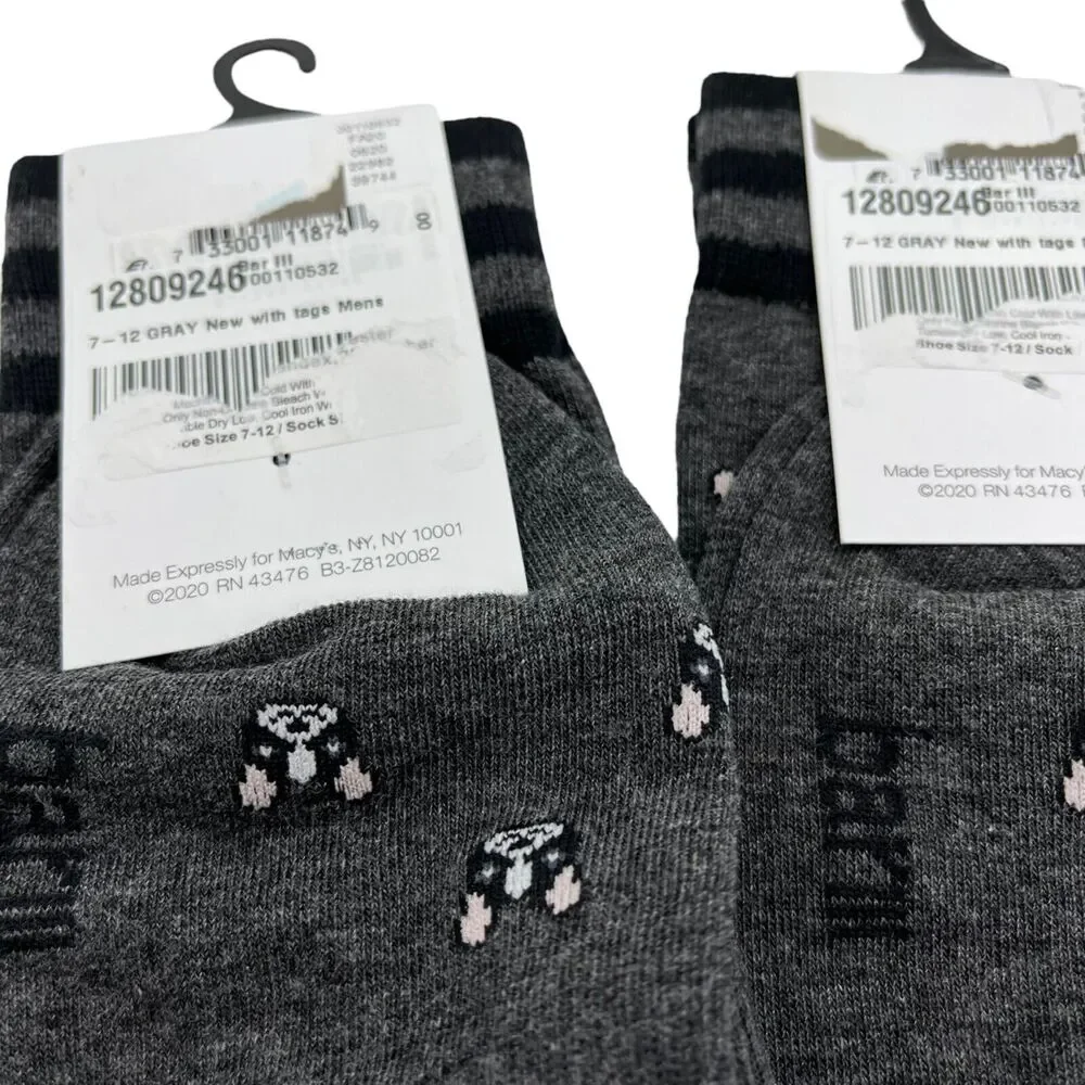 Bar III Men's Bulldog Boxer Frenchie Dog Socks size 7-12 Gray Lot of Three
